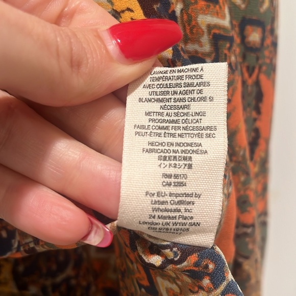 Free People Darcy Super V-neck Orange Blue Boho Sleeveless Anthro Tapestry - Picture 4 of 10